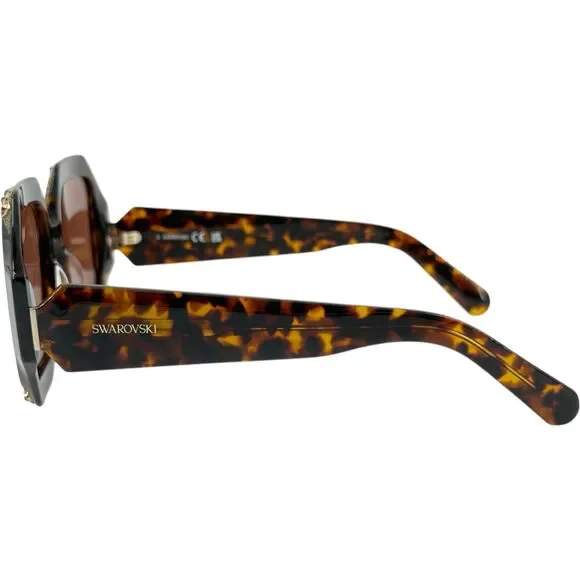 Swarovski SK0382 Womens Plastic Sunglass 52E Dark Havana 53-19 Brown Lens w Case